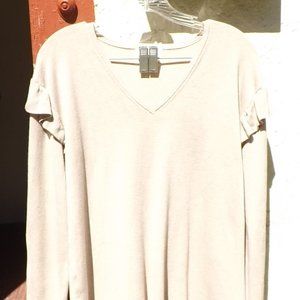 Beige Calvin Klein Long Sleeve V-Neck Sweater